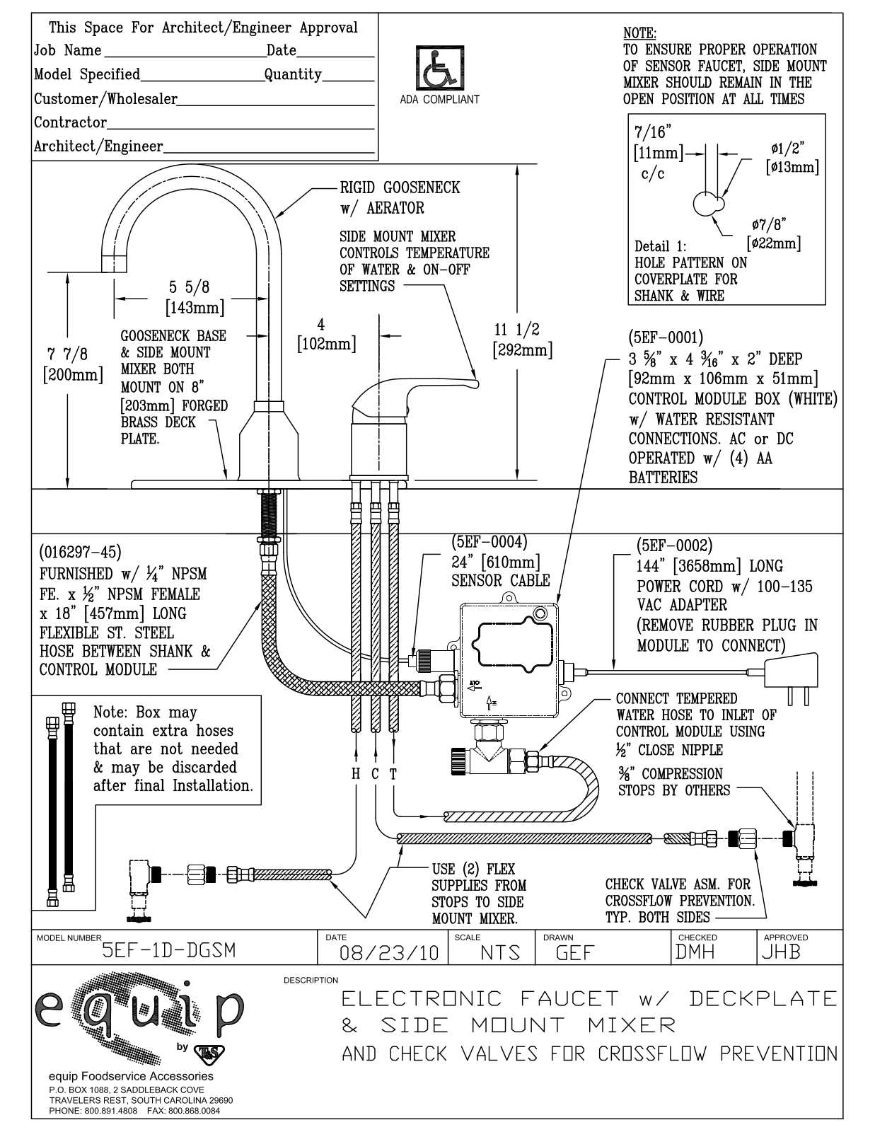 T & S Brass & Bronze Works 5EF-1D-DGSM General Manual