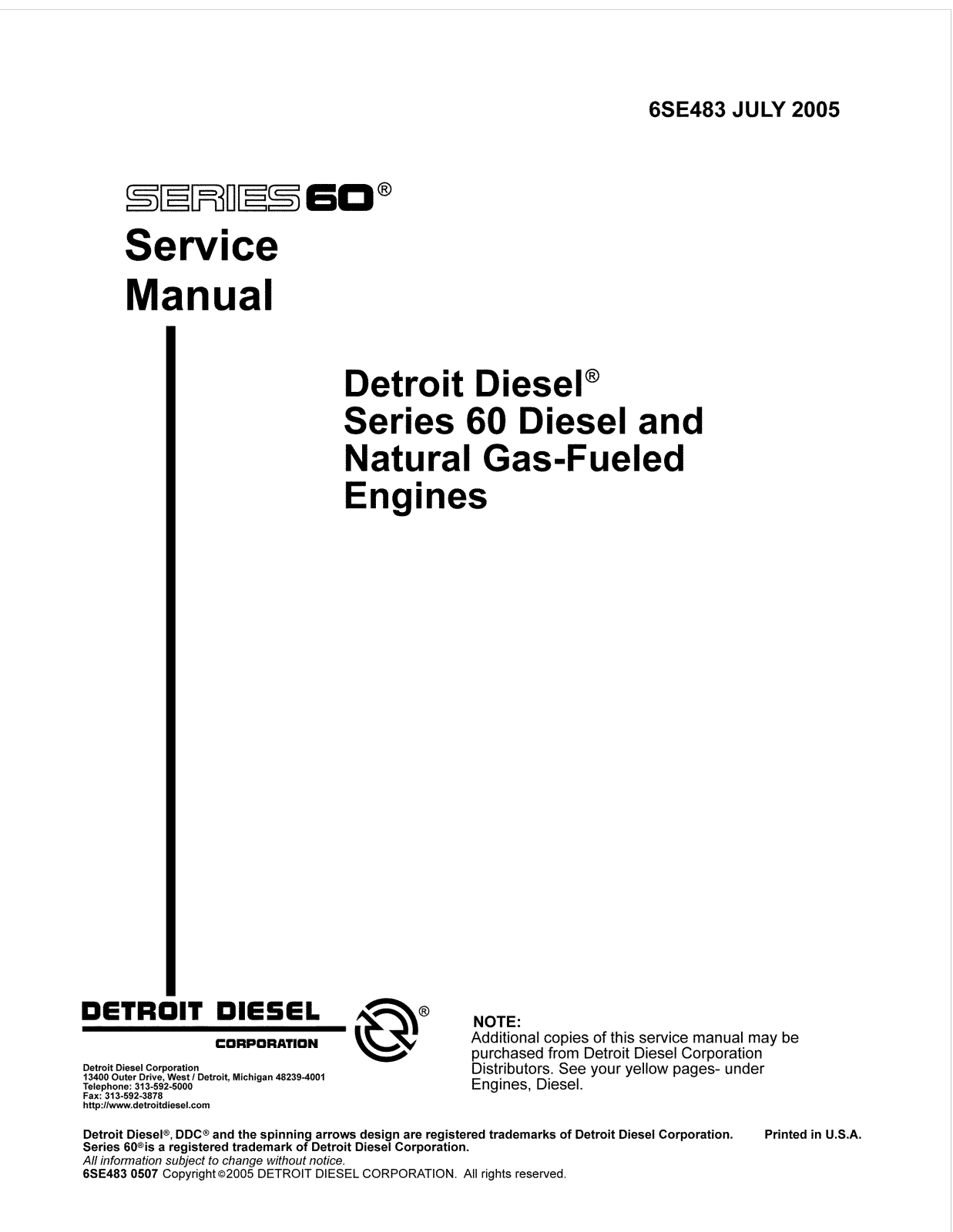 Detroit Diesel Engine 60 Service Manual