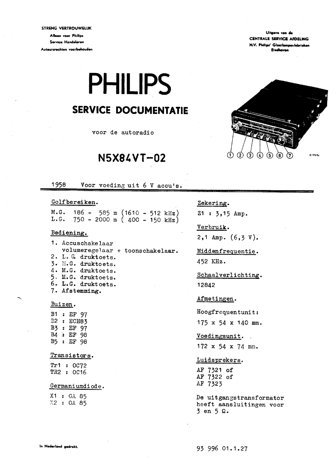 Philips n5x84vt schematic