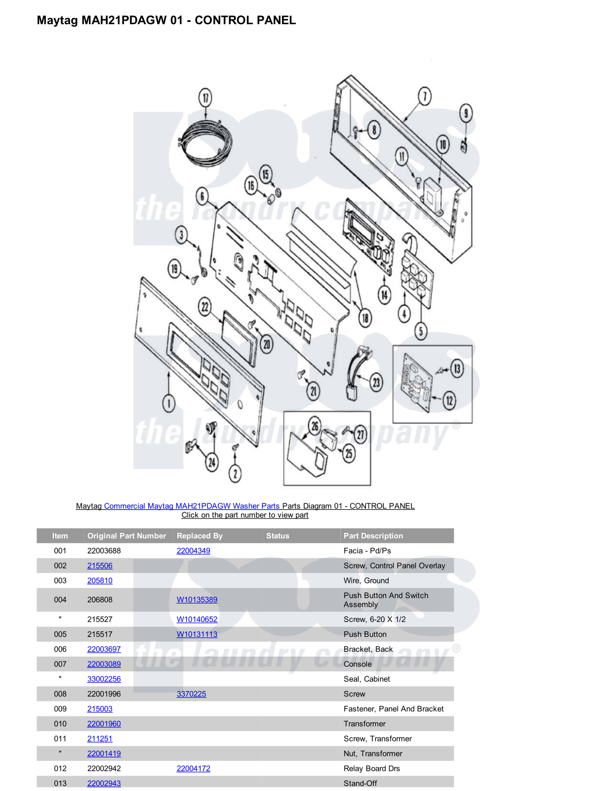 Maytag MAH21PDAGW Parts Diagram