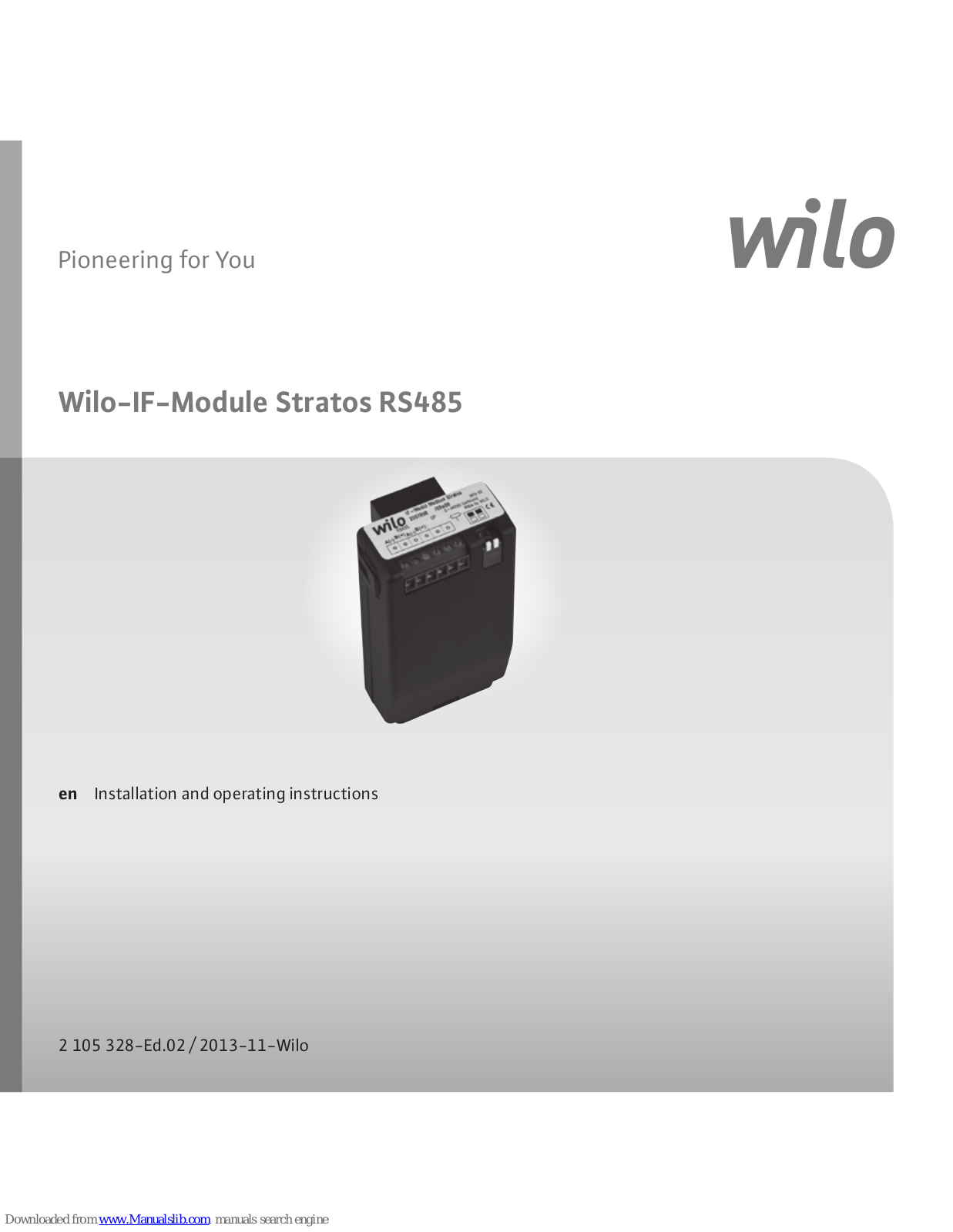 Wilo IF-Module Stratos RS485 Installation And Operating Instructions