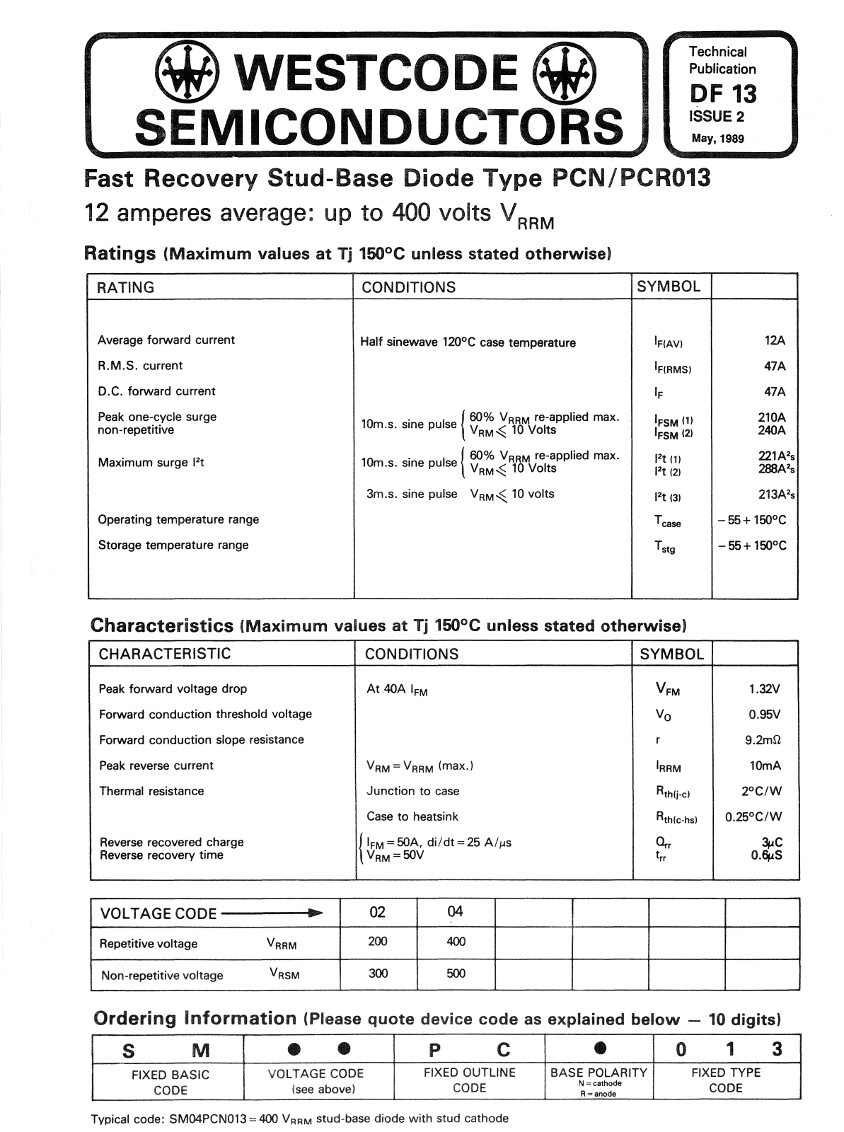 Datasheet DF 13 Datasheet (Westcode Semiconductors) - ManualMachine.com