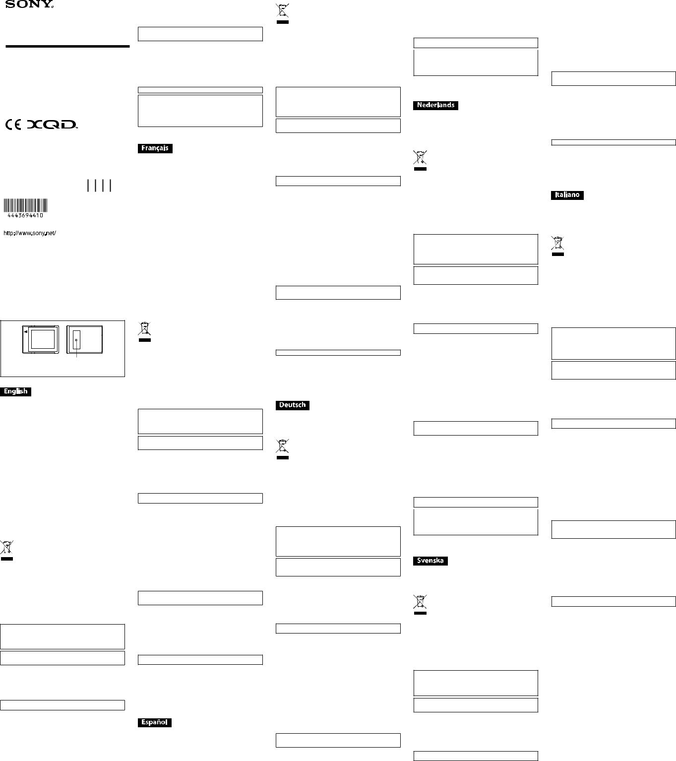 Sony XQD G 240GB User manual