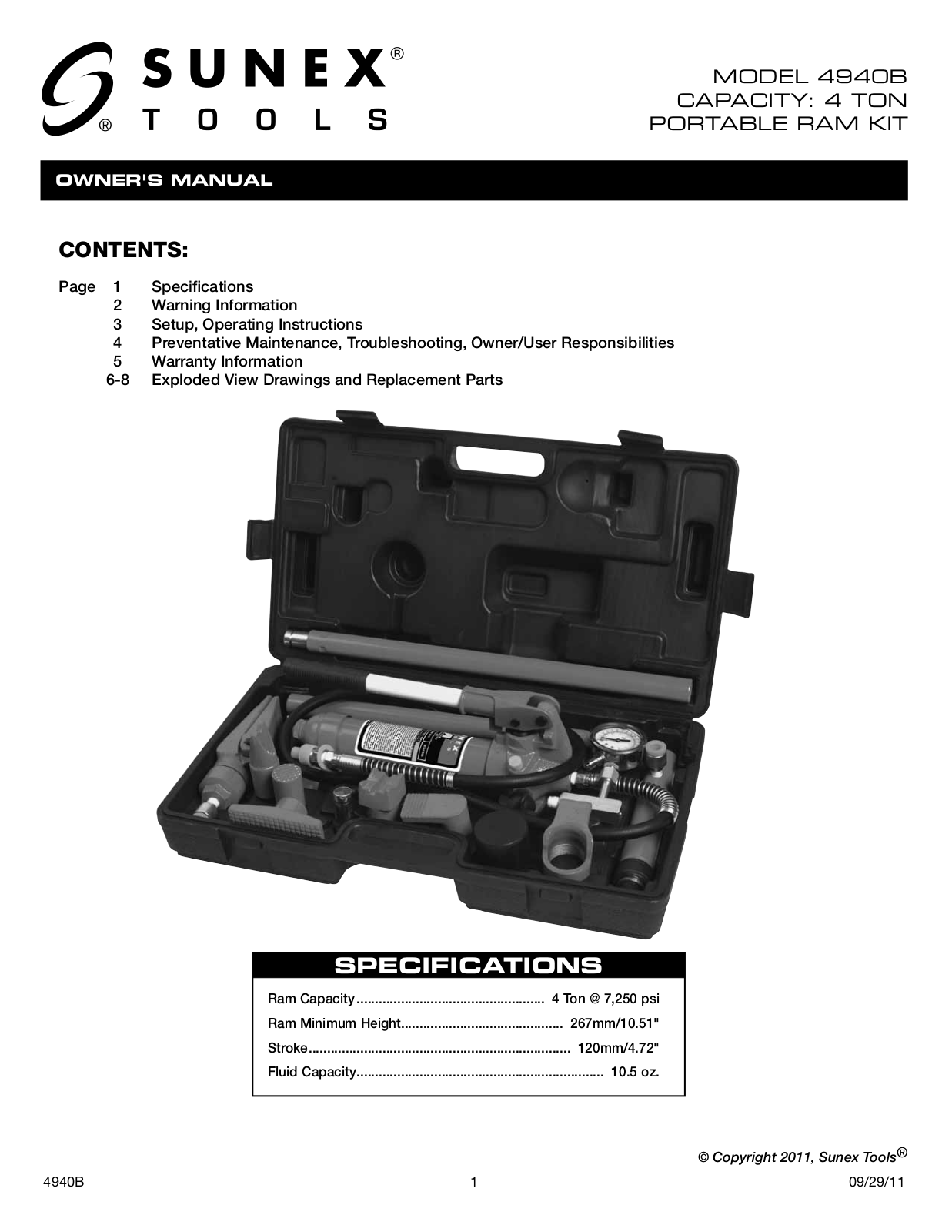 Sunex Tools 4940B User Manual