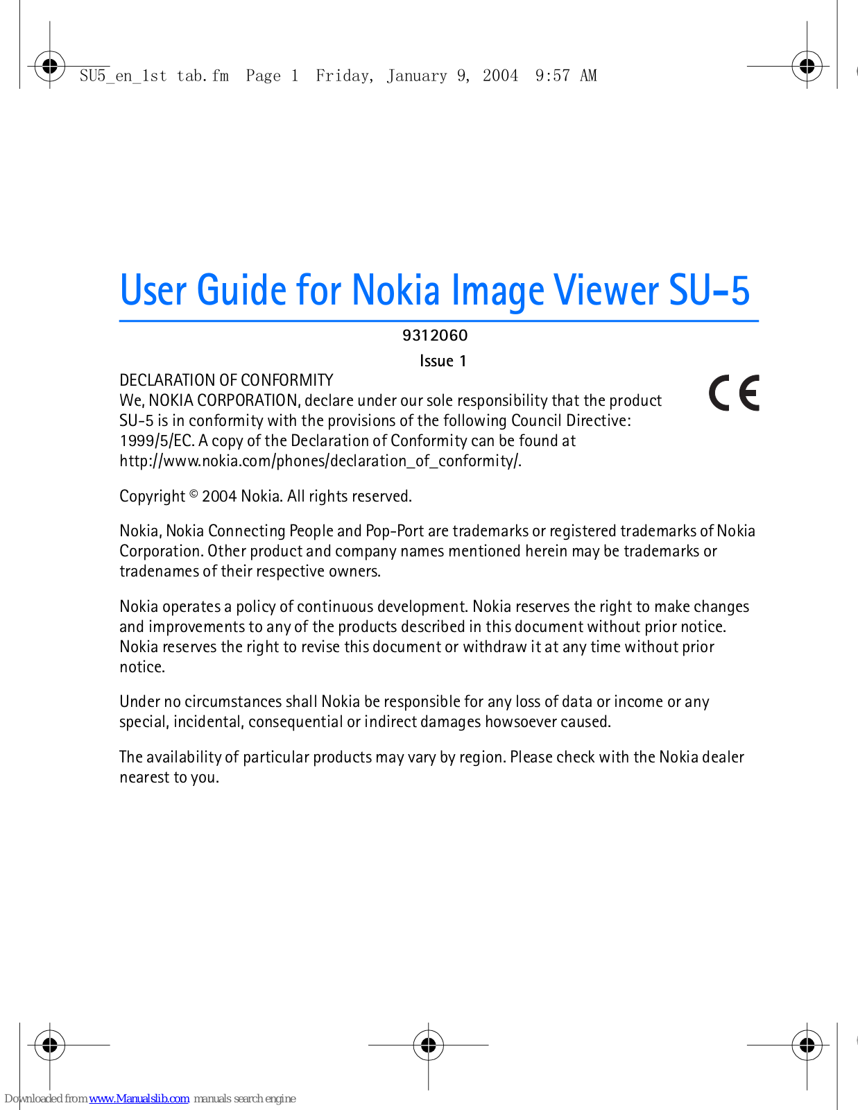 Nokia Image Viewer SU-5 User Manual