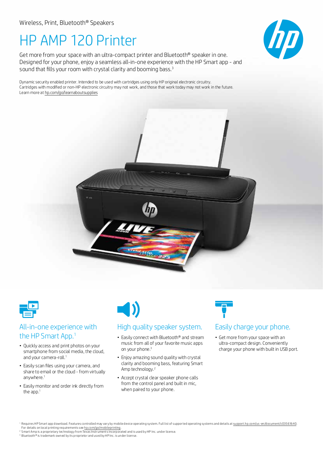 HP AMP 120 Printer Specifications