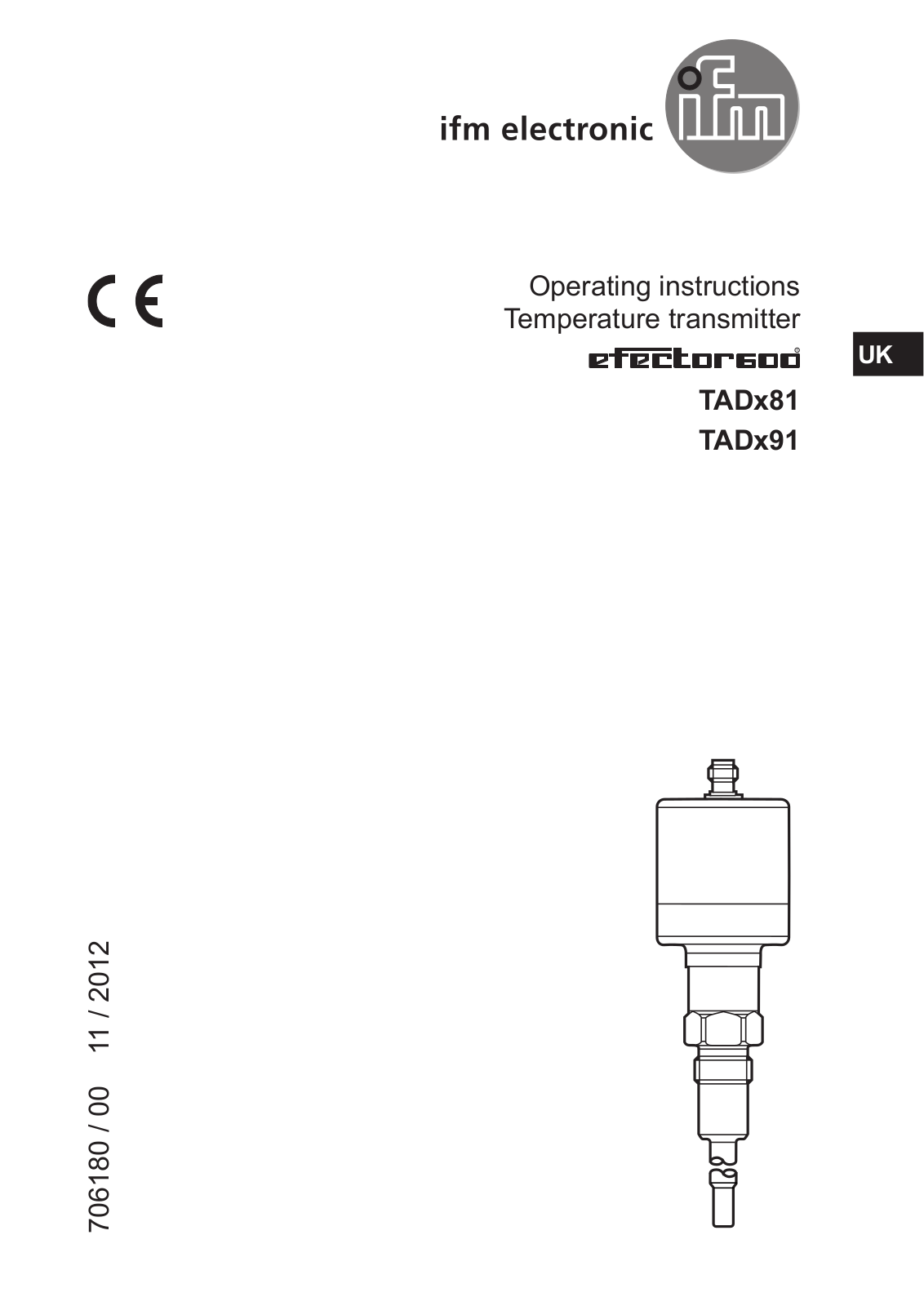 IFM Electronic TAD181, TAD991, TAD091, TAD191, TAD981 Operating Instructions Manual