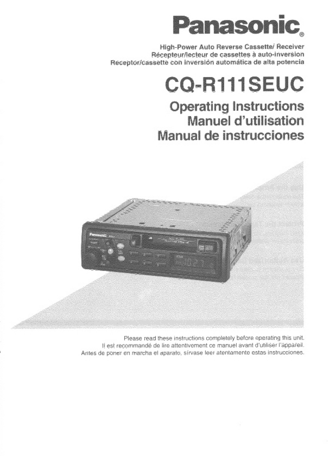 Panasonic cq-r111seuc Operation Manual