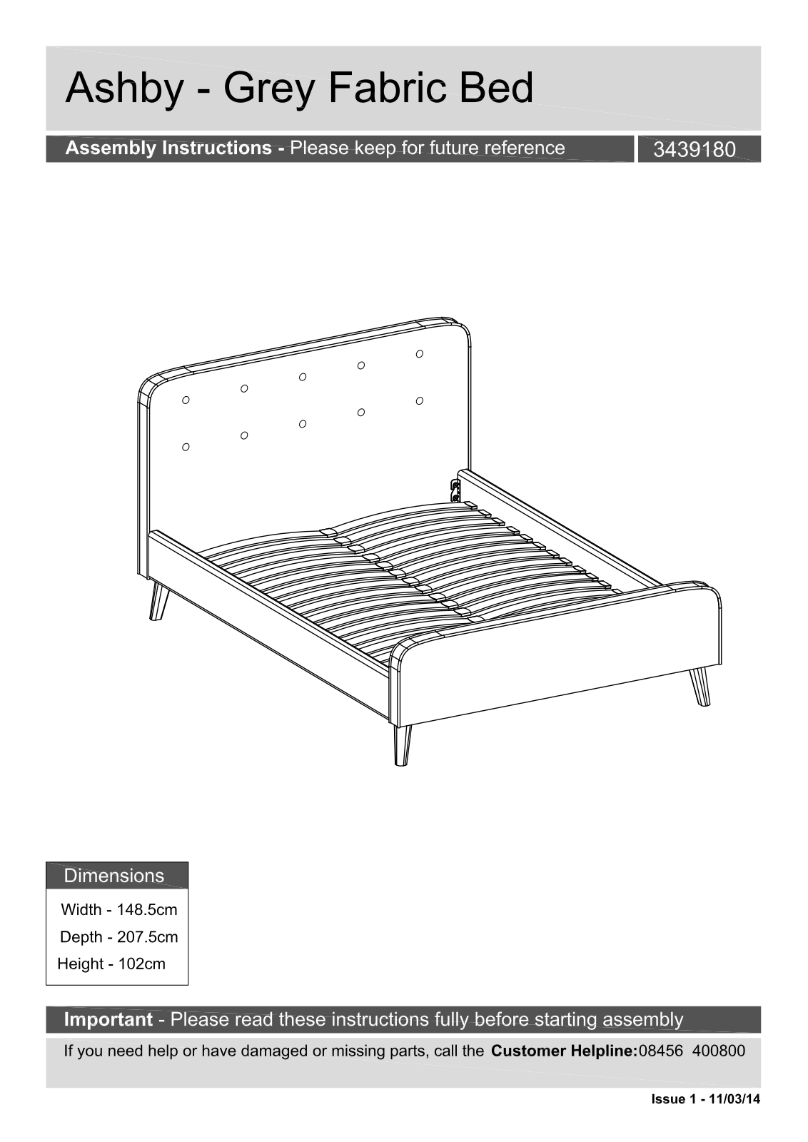 Argos 3439180 ASSEMBLY INSTRUCTIONS