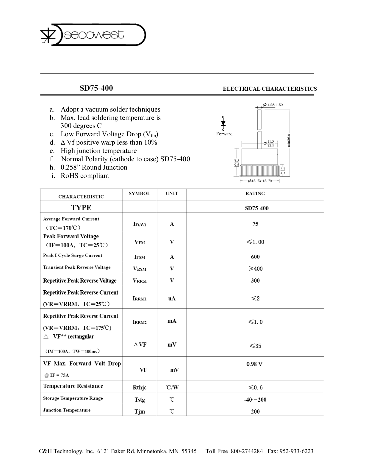 C&H Technology SD75-400 User Manual