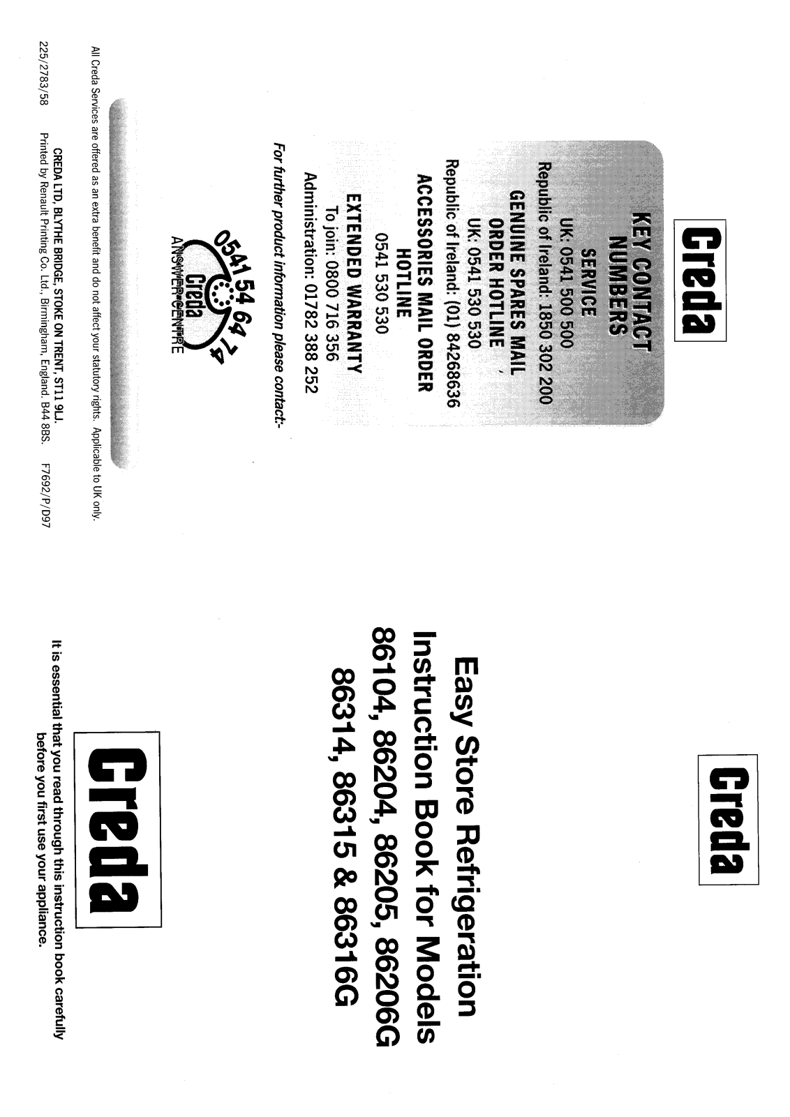 Creda 86316G User Manual