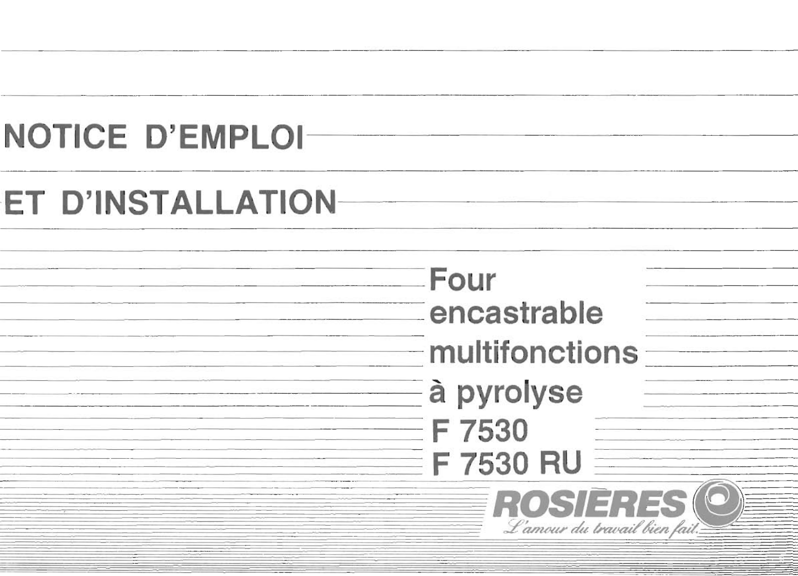 ROSIERES F 7530, F 7530 RU User Manual