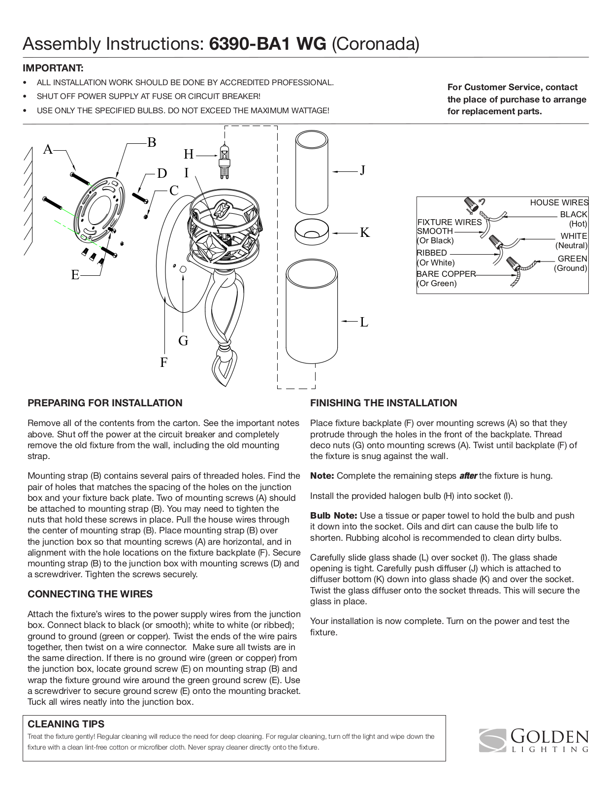 Golden Lighting 6390-BA1 WG User Manual