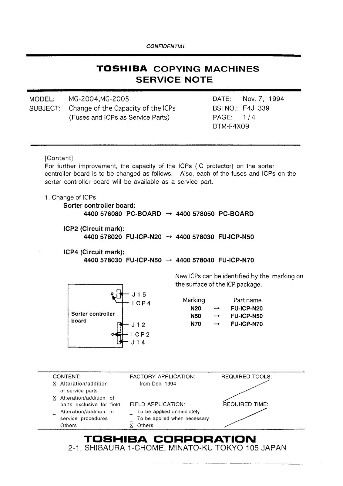 Toshiba f4j339 Service Note