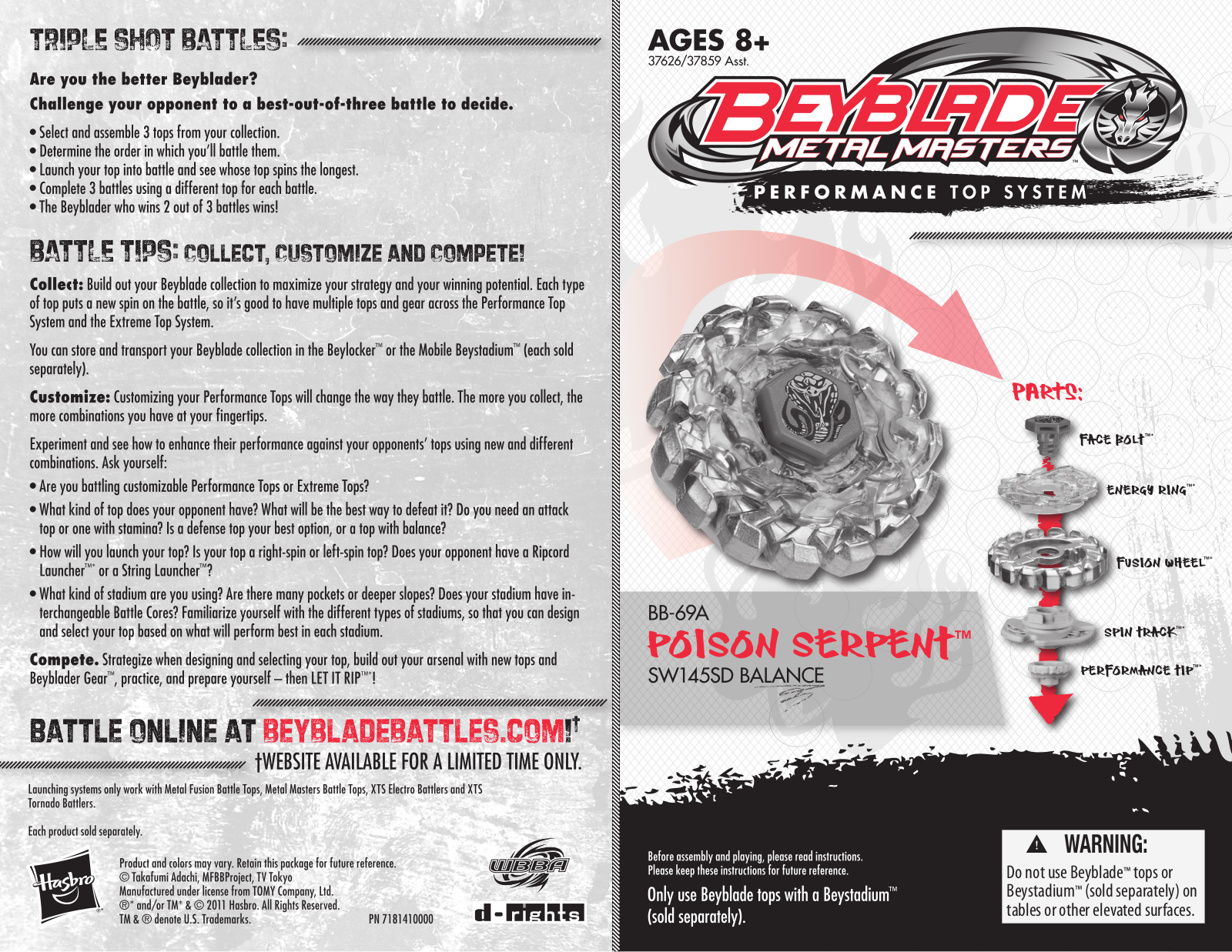 HASBRO Beyblade MM Poison Serpent User Manual