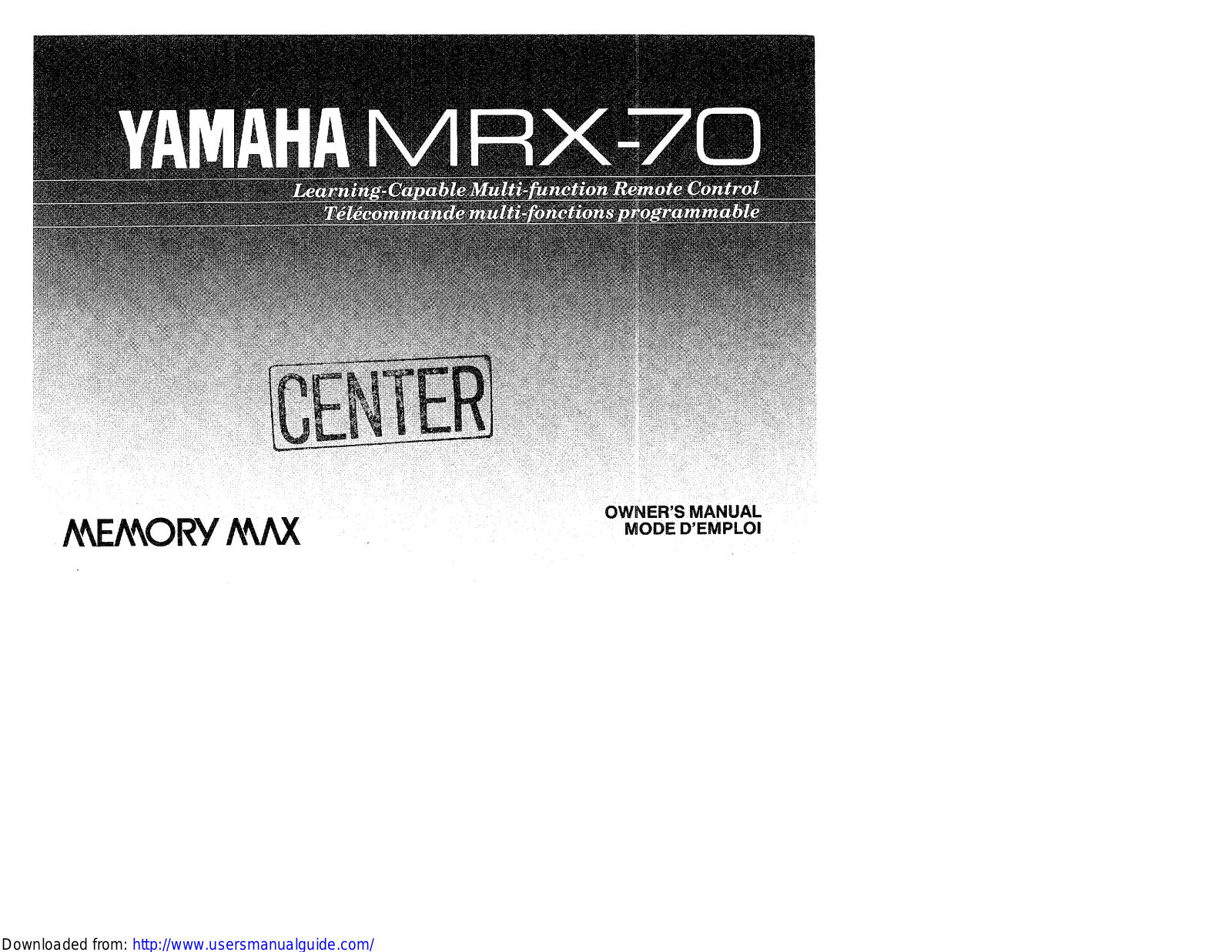 Yamaha Audio MRX-70 User Manual