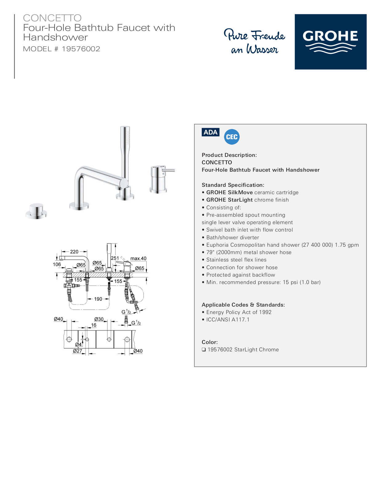 GROHE HBZM1568 Specifications - ManualMachine.com