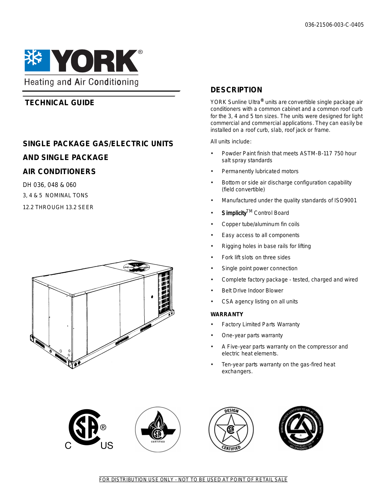 York DH 036 User Manual