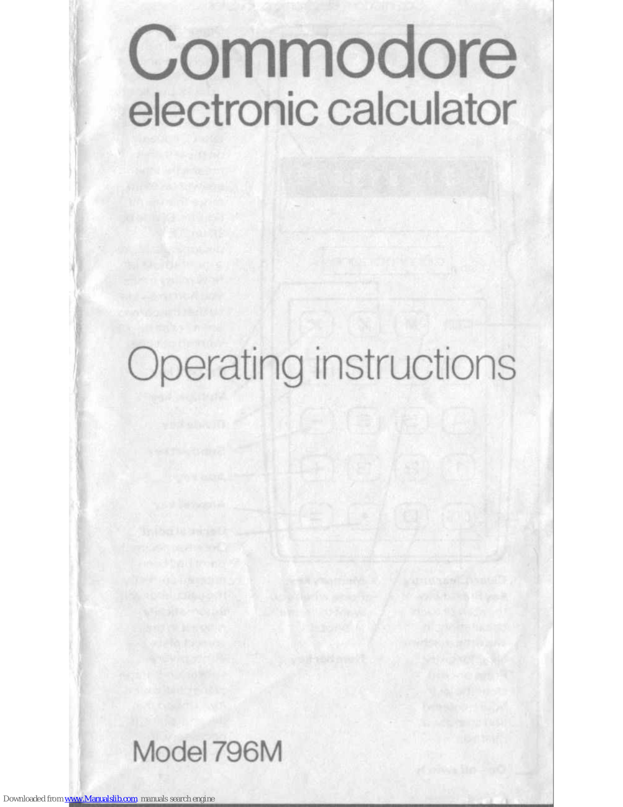 Commodore 796M Operating Instructions Manual