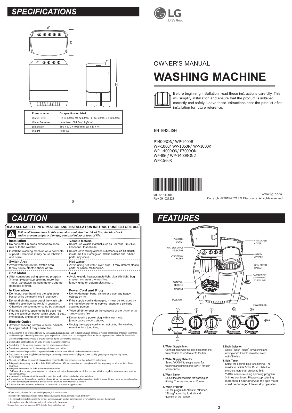 LG WP-1000 Owner’s Manual