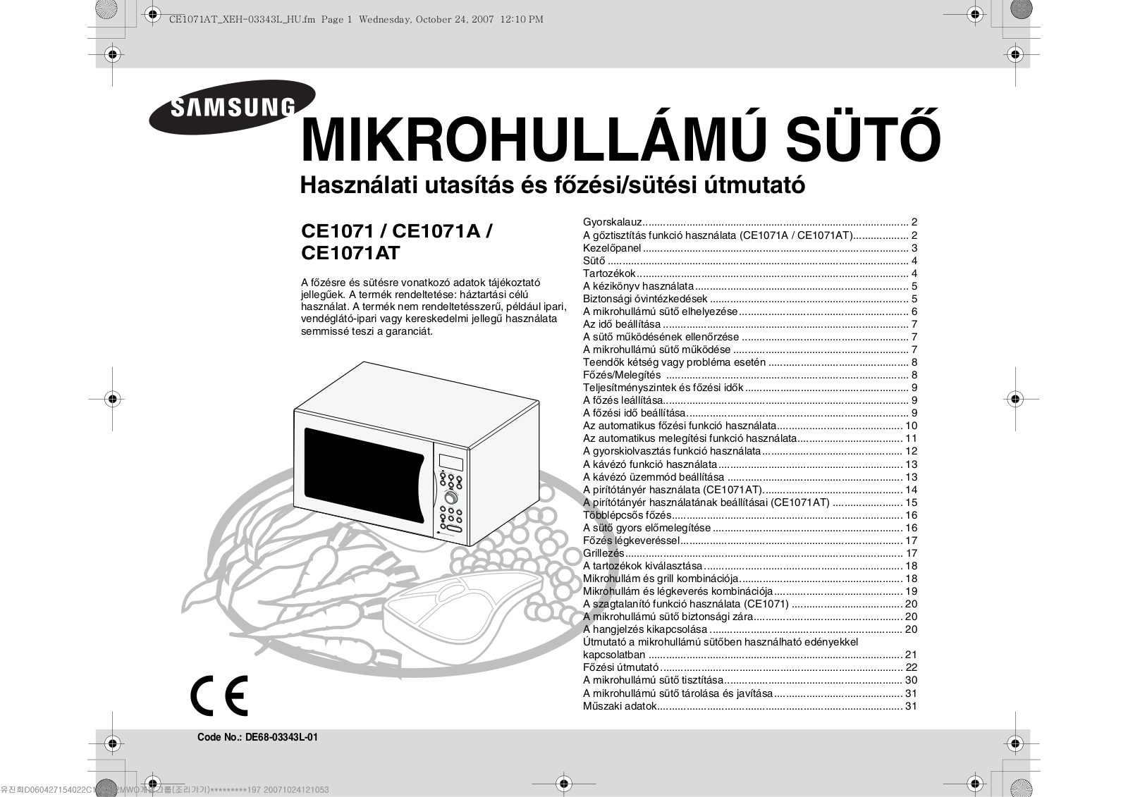 Samsung CE1071, CE1071A, CE1071AT User Manual