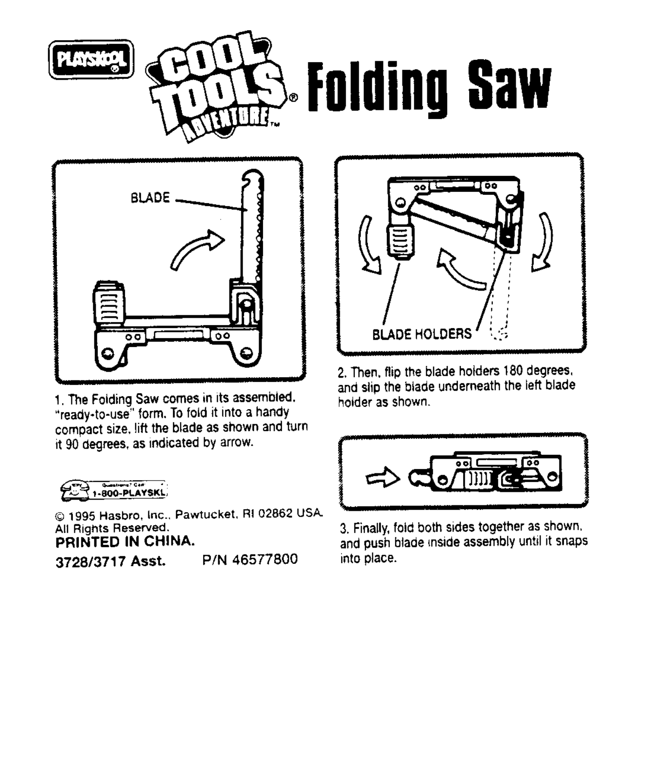 HASBRO Cool Tools Folding Saw User Manual