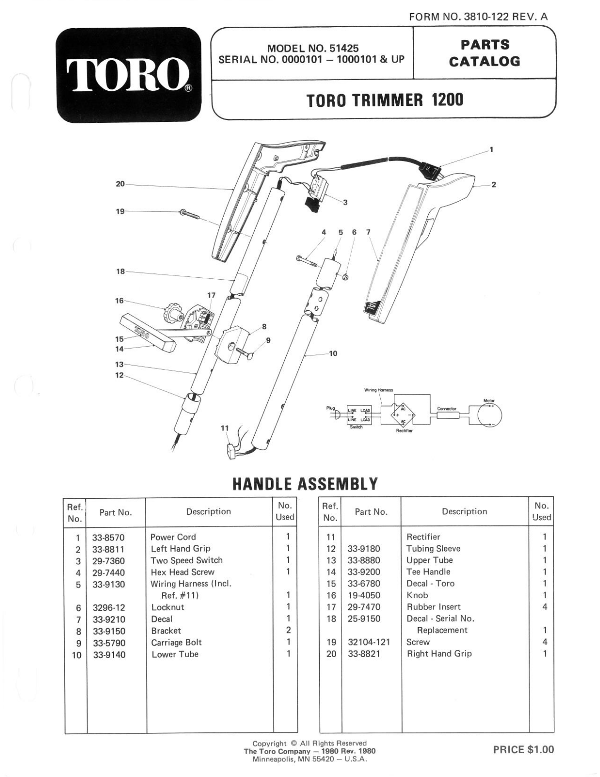 Toro 51425 Parts Catalogue