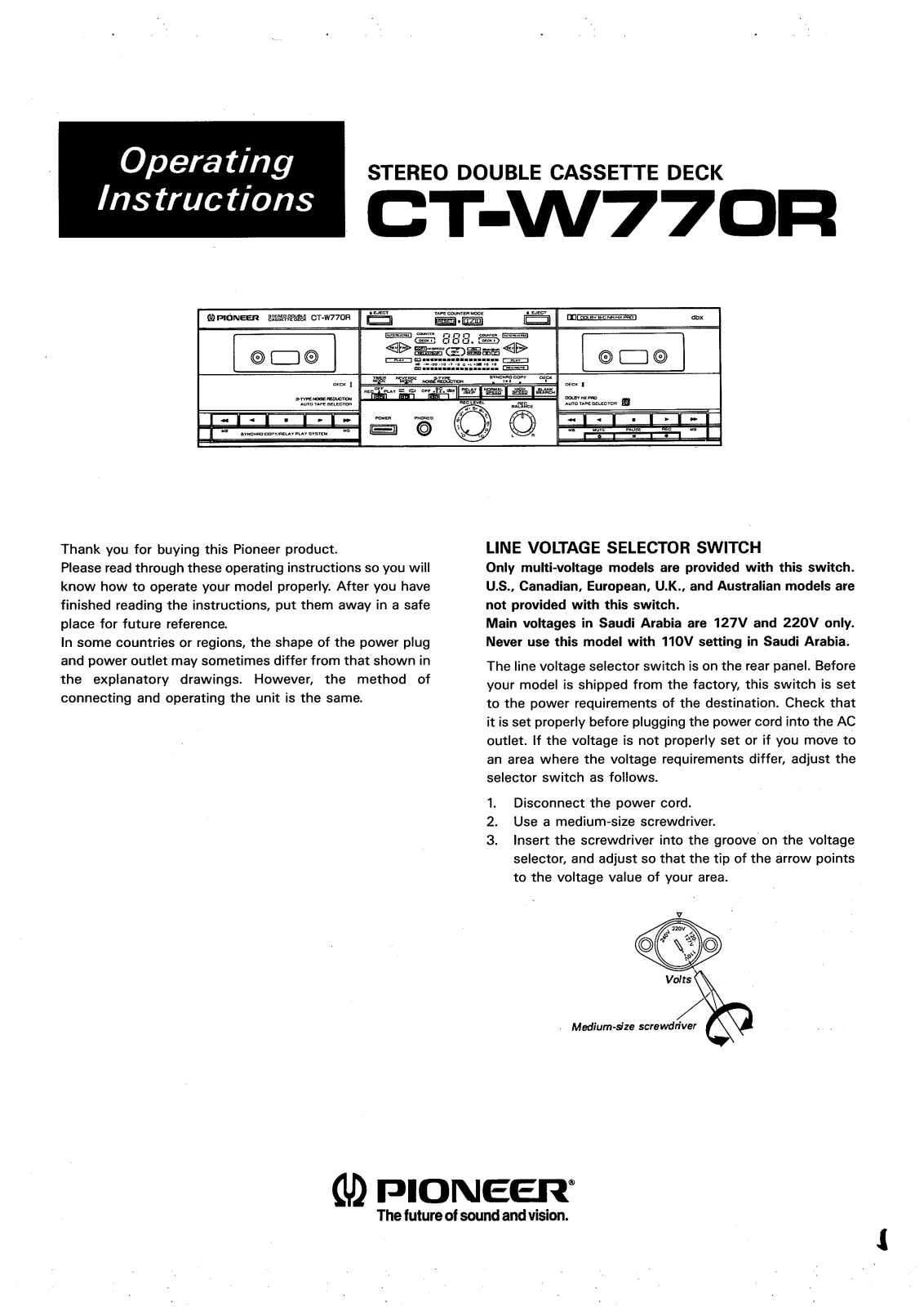 Pioneer CT-W770R User Manual