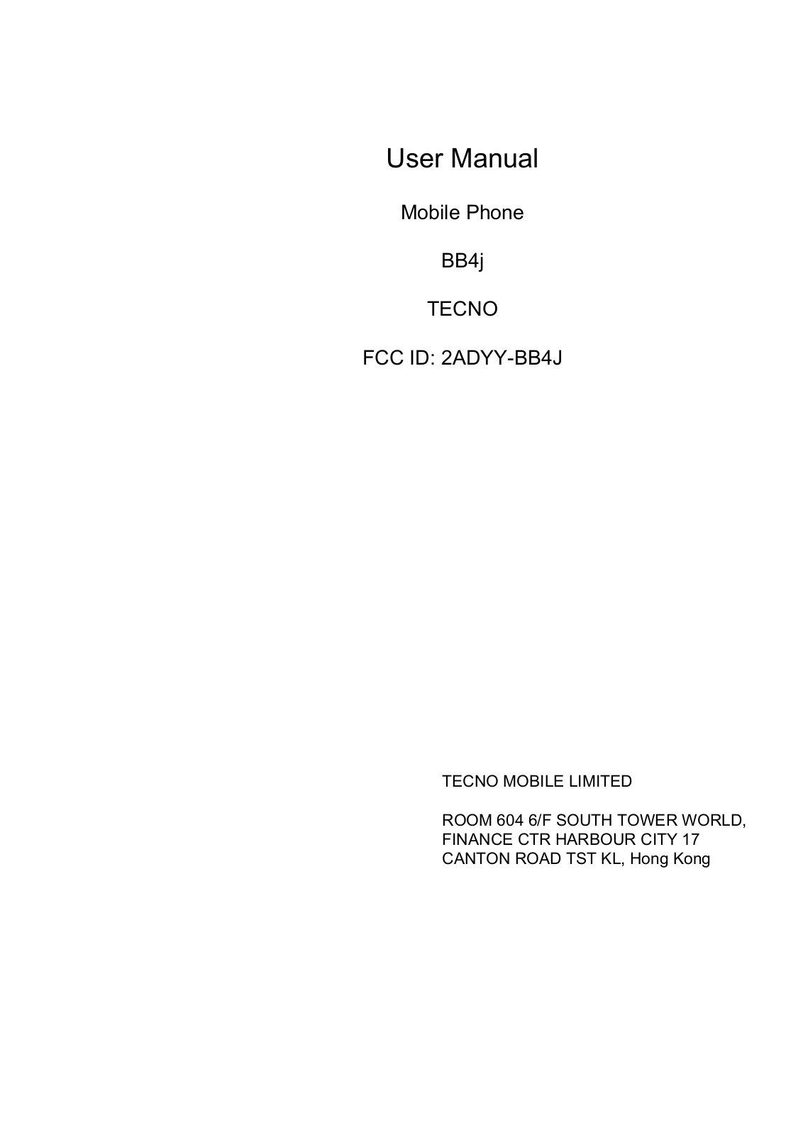 TECNO MOBILE BB4J User Manual