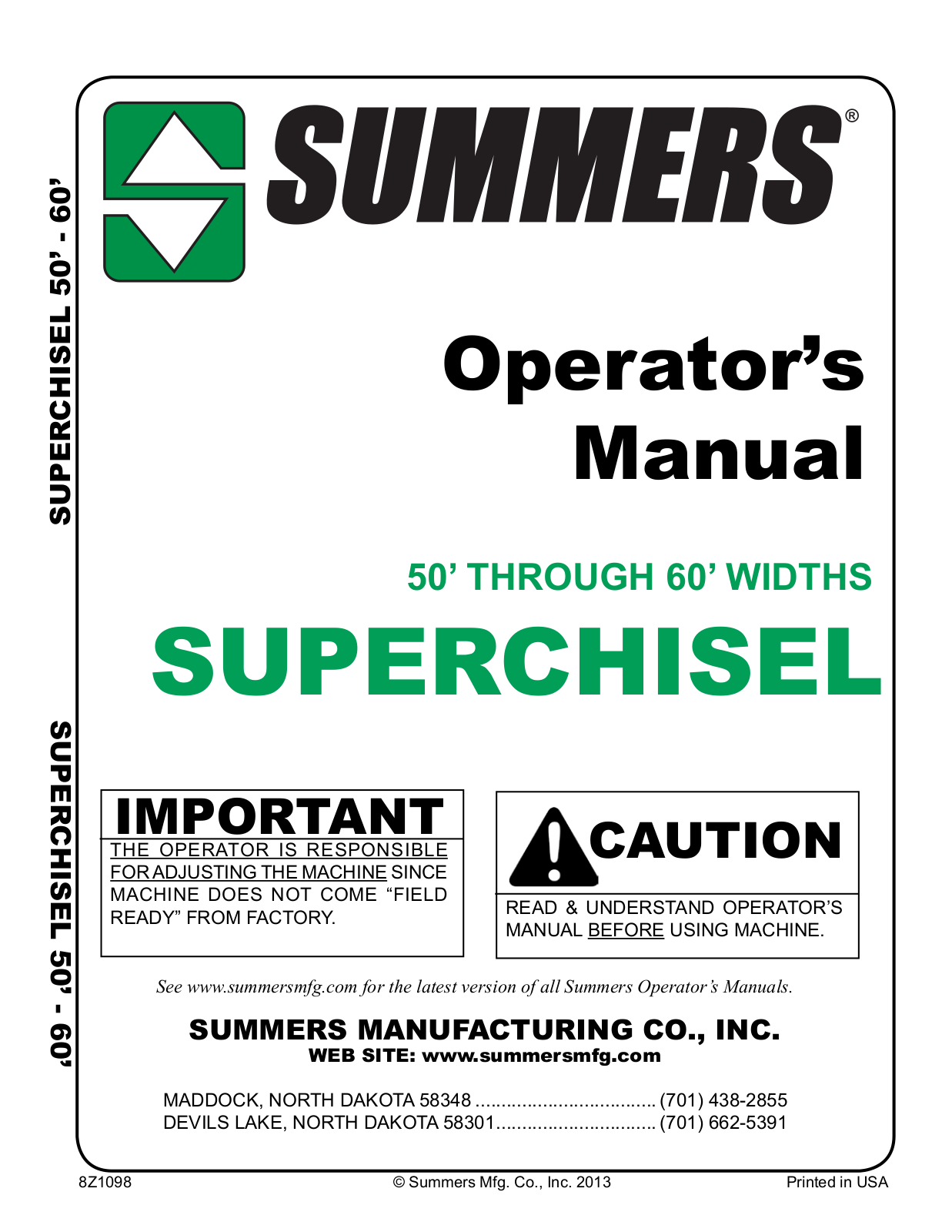 Summers Superchisel - 5-Section User Manual