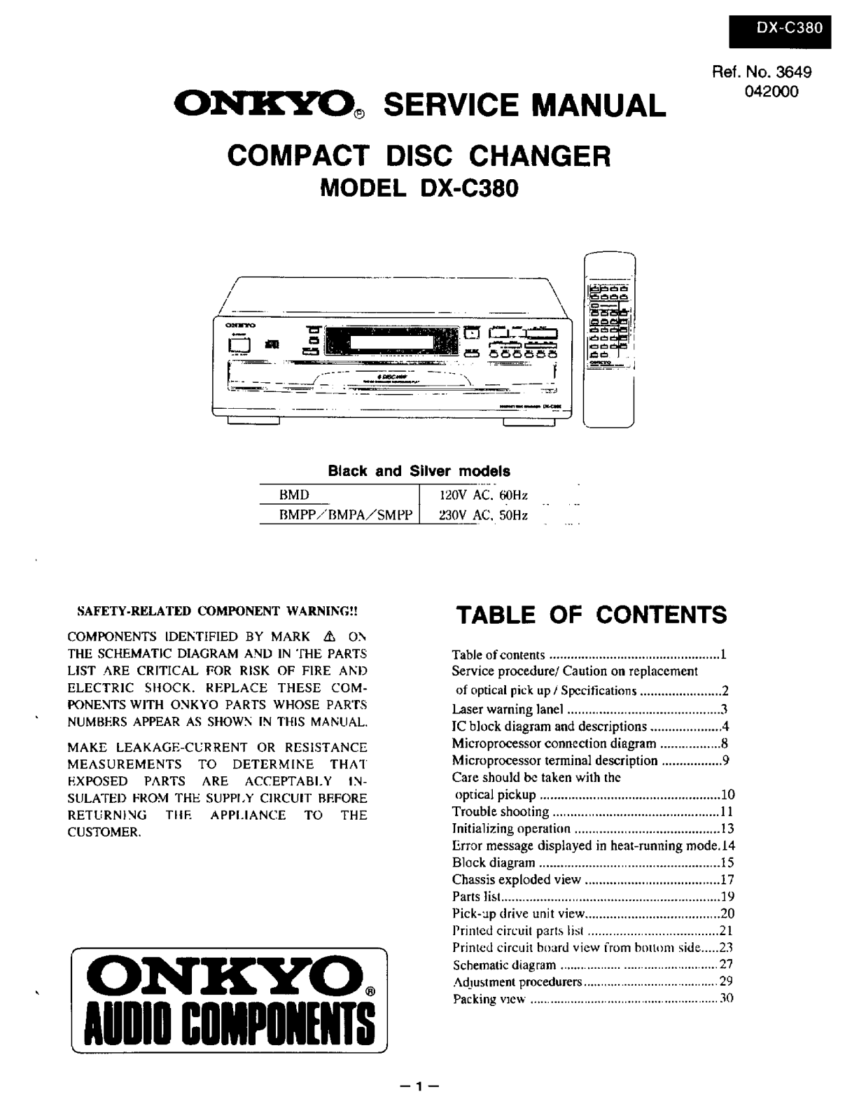 Onkyo DXC-380 Service Manual