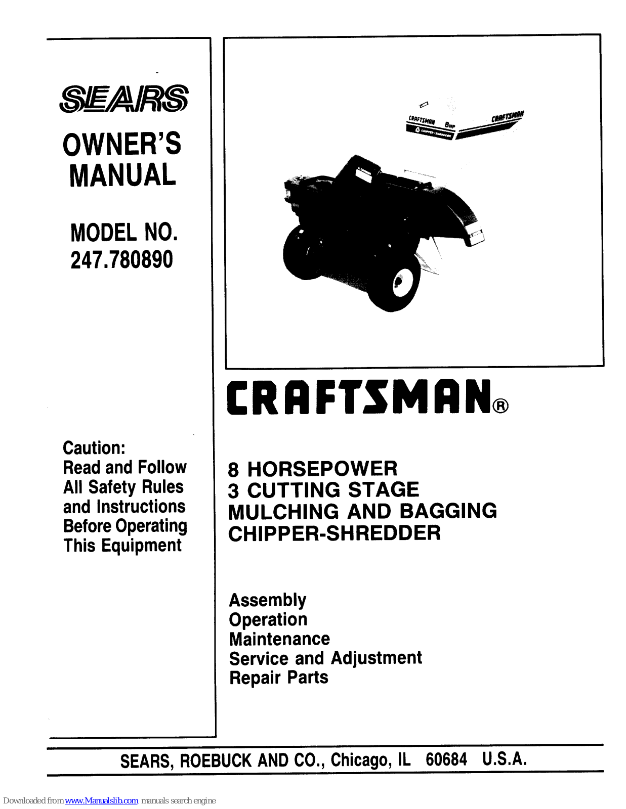 Craftsman 247.780890 Owner's Manual