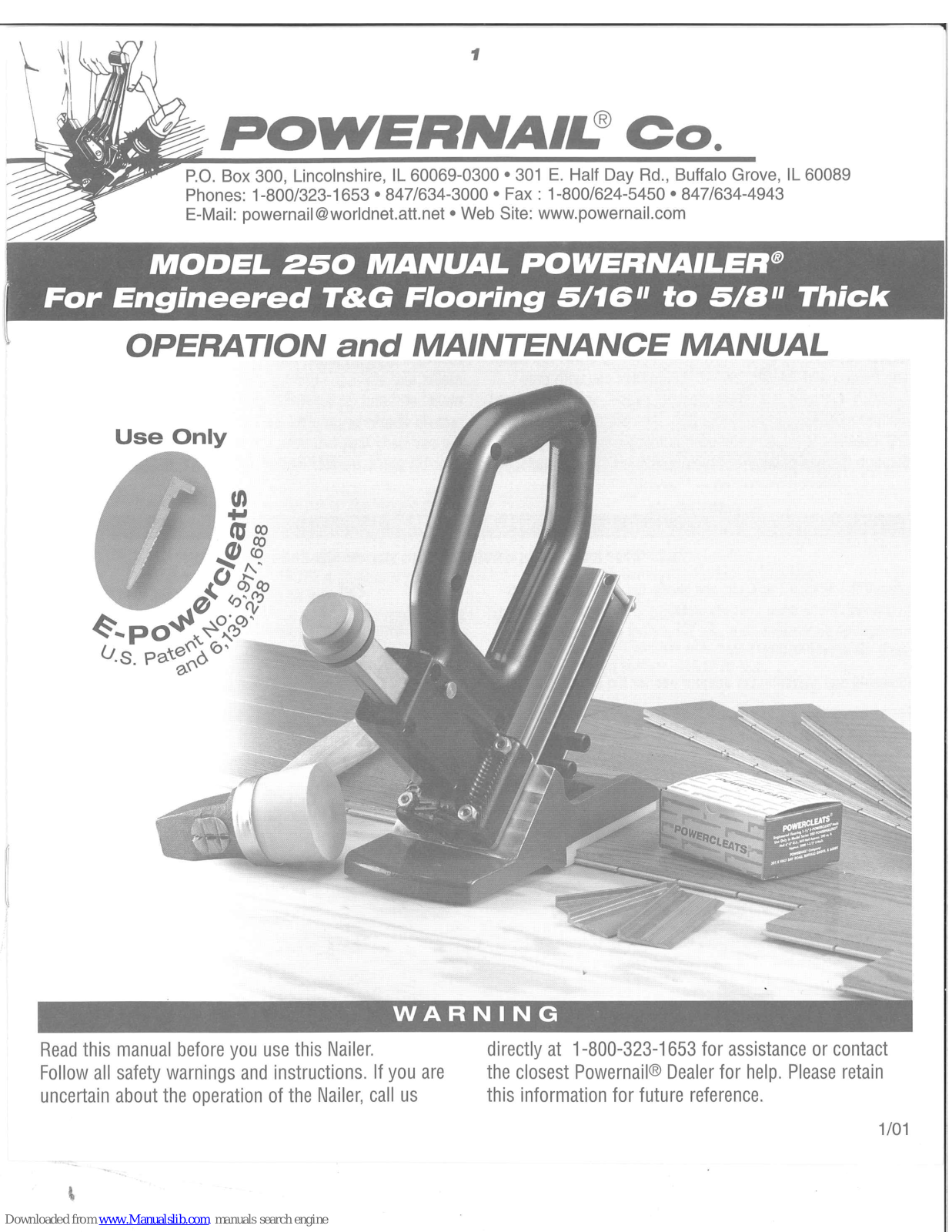 Powernail 250 Operation And Maintenance Manual