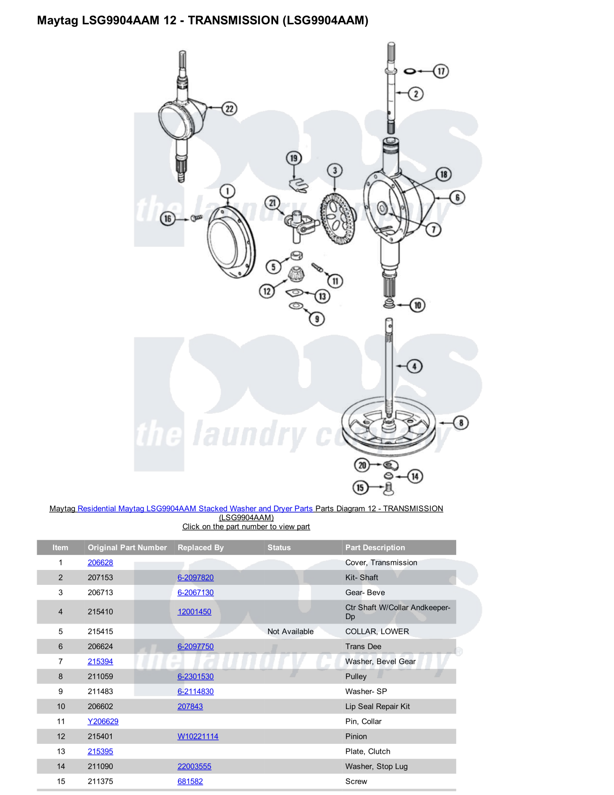 Maytag LSG9904AAM Stacked and Parts Diagram