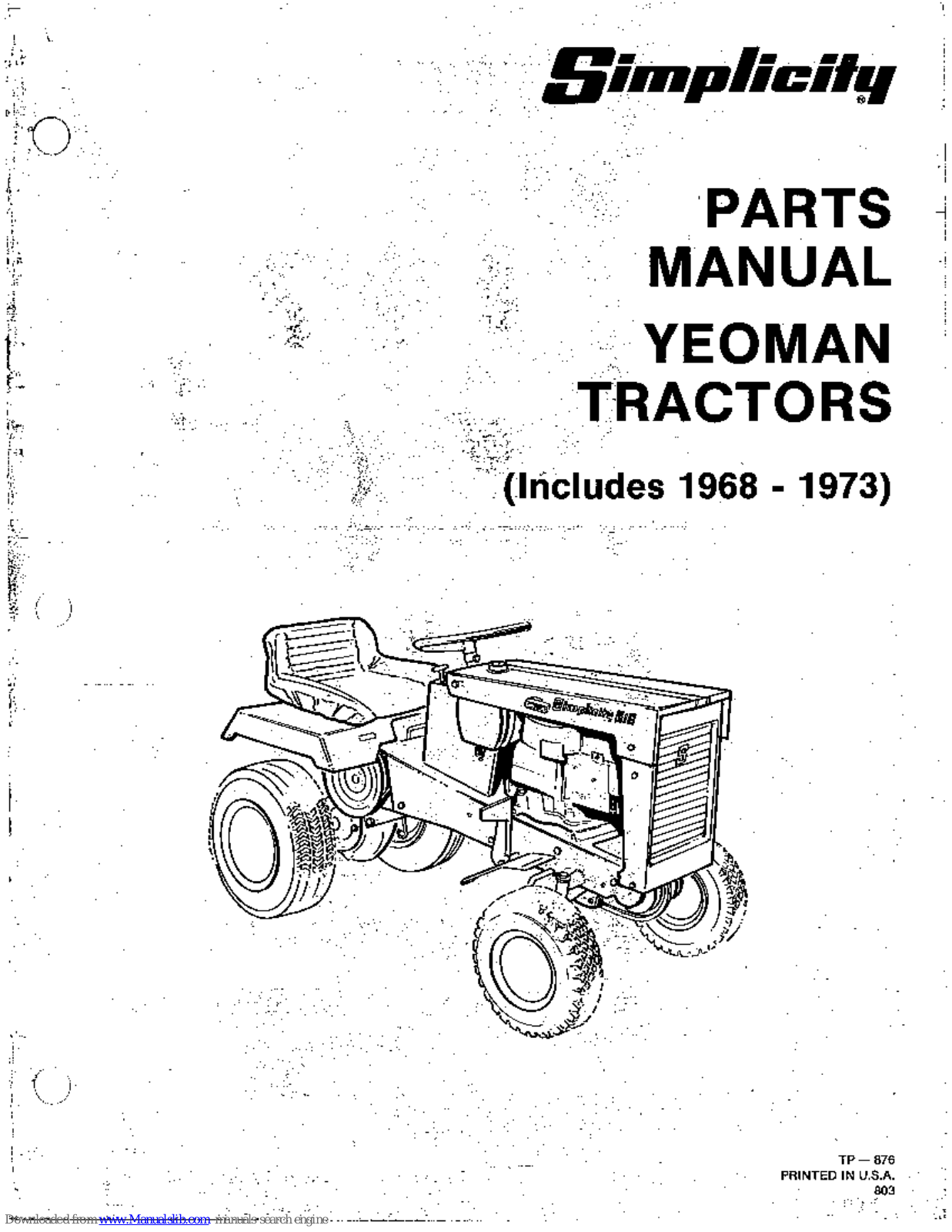 Simplicity 1968-1973,1968,1973 Parts Manual