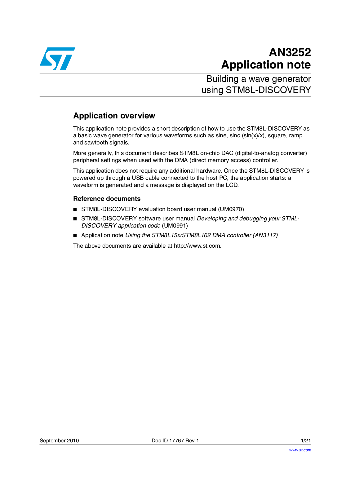 ST AN3252 Application note