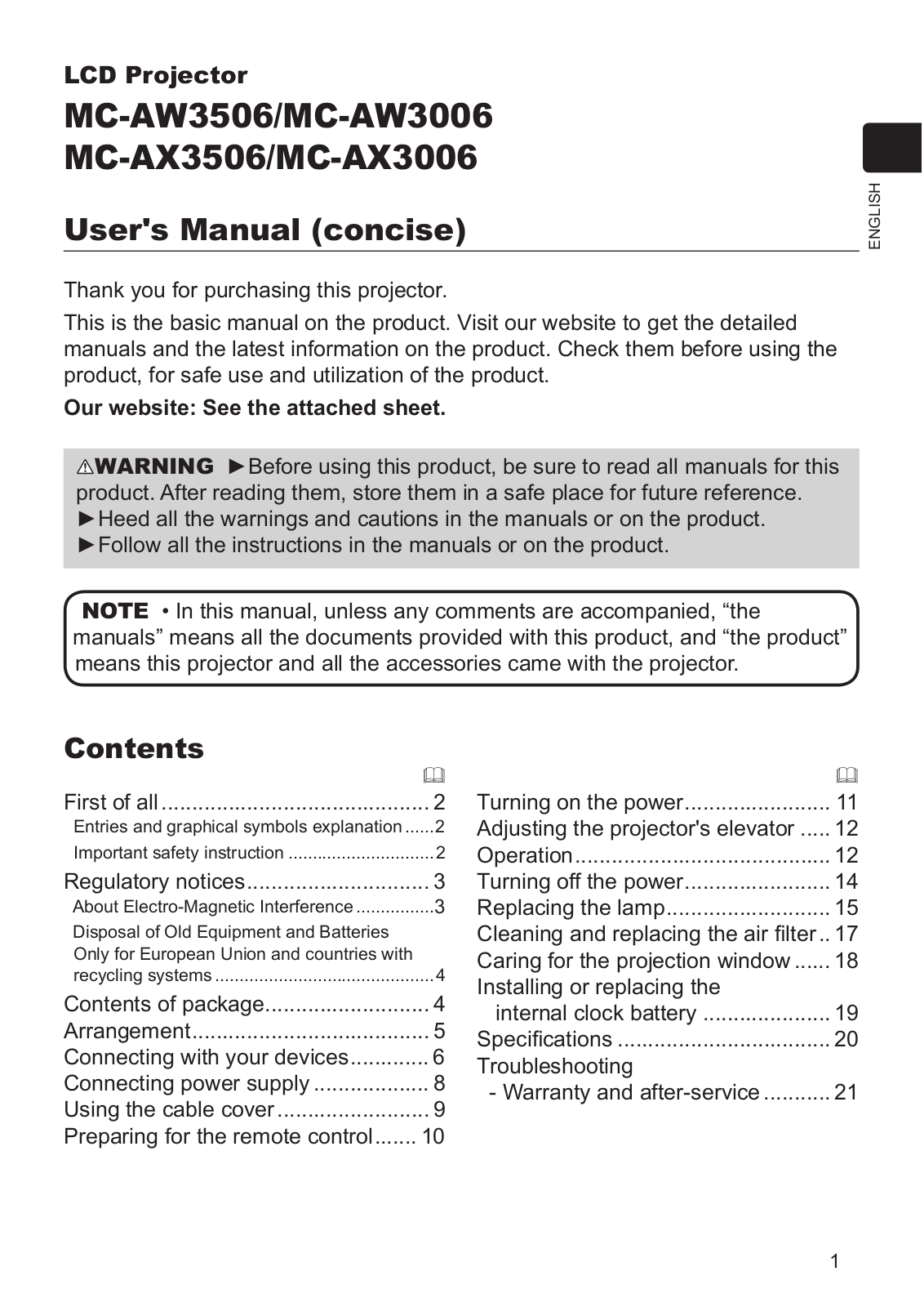 Maxell MC-AW3006 User Manual