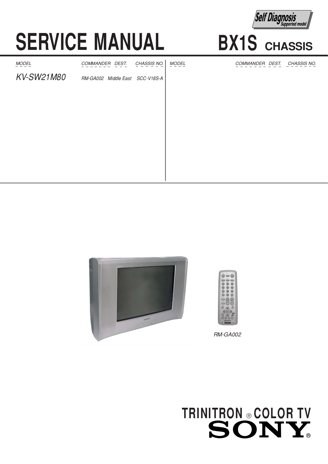 Sony KV-SW21M80 Schematic