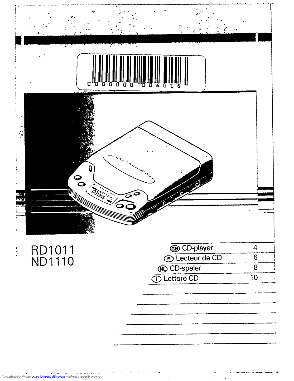 Philips ND1110, RD1011, RD1011/18, ND1110/19 Product Manual