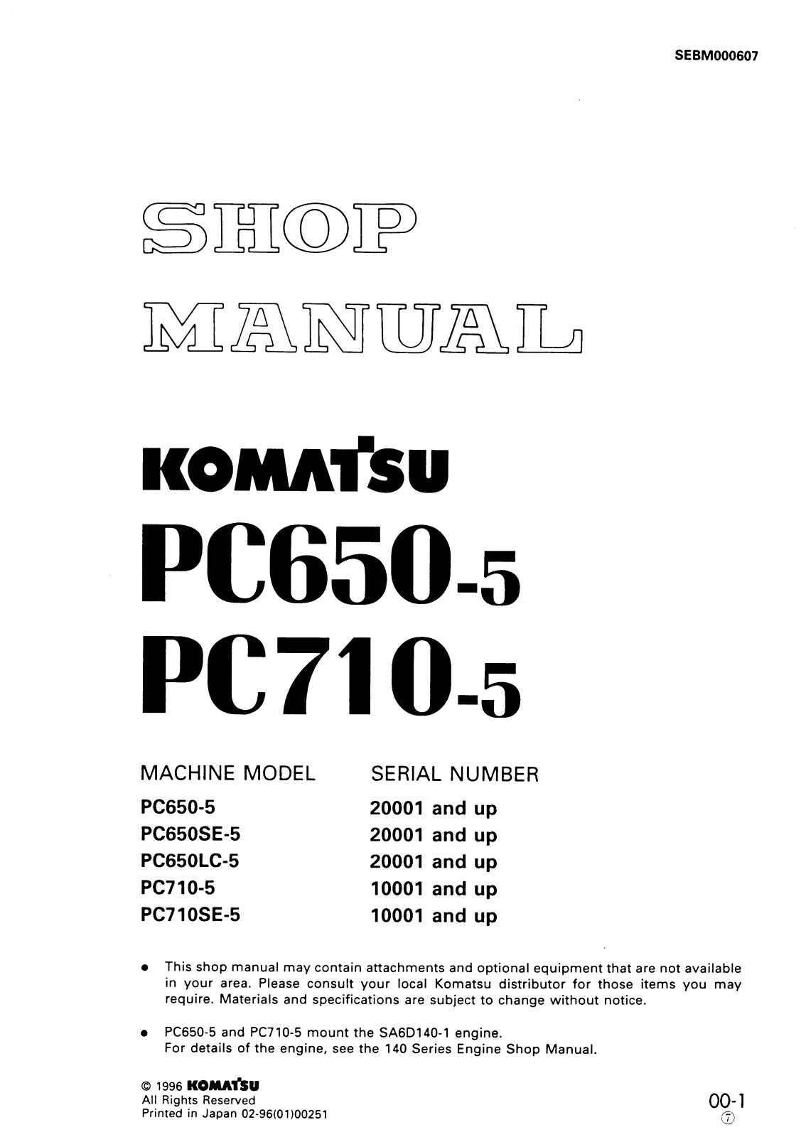 Komatsu PC650-5, PC710-5 Service Manual