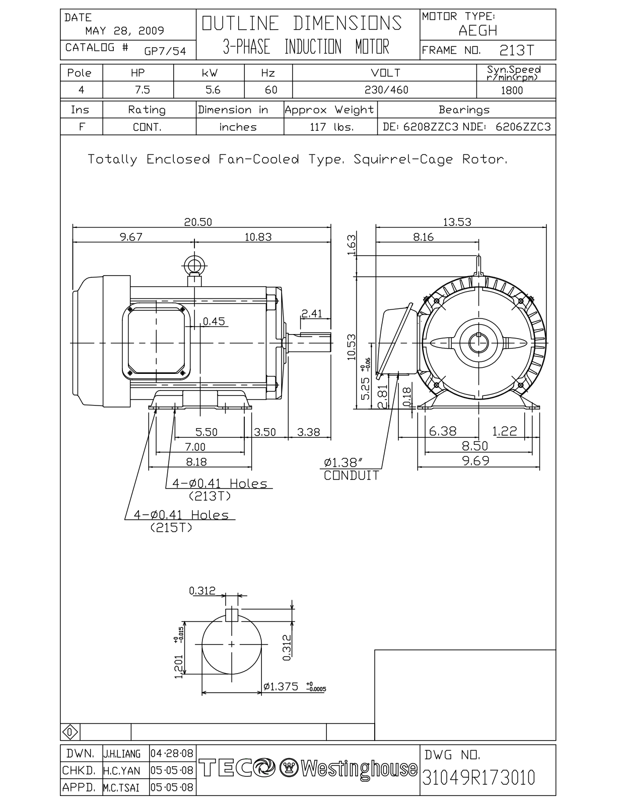 Datasheet GP7/54 Reference Drawing (Teco) - ManualMachine.com
