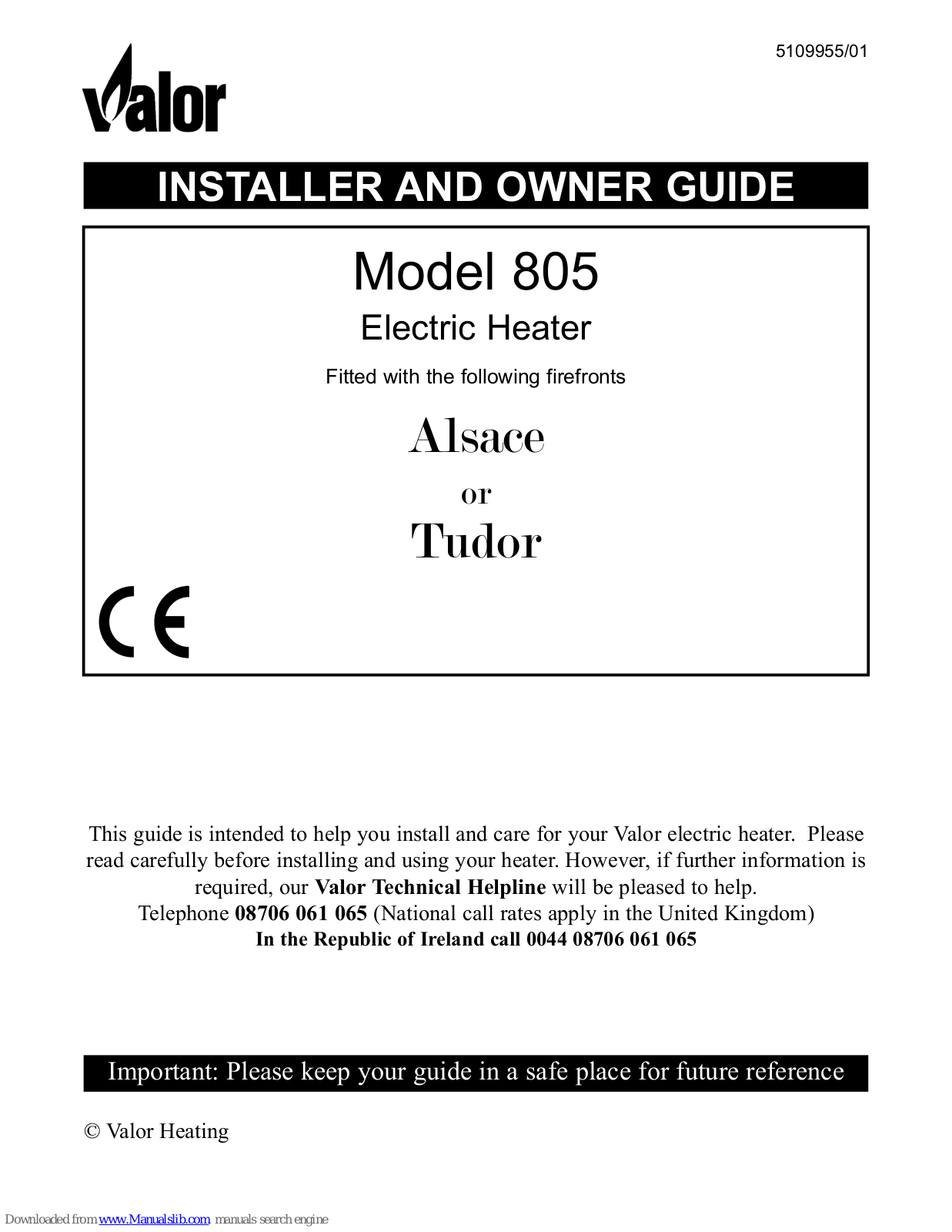 Valor 805 Installer And Owner Manual