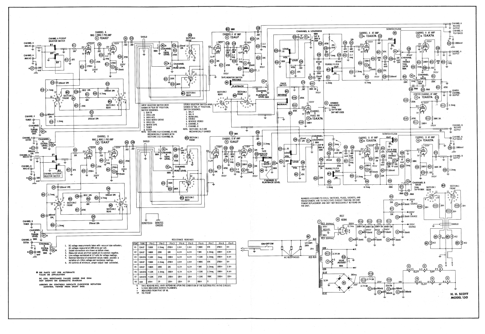 H.H. Scott 130 Schematic