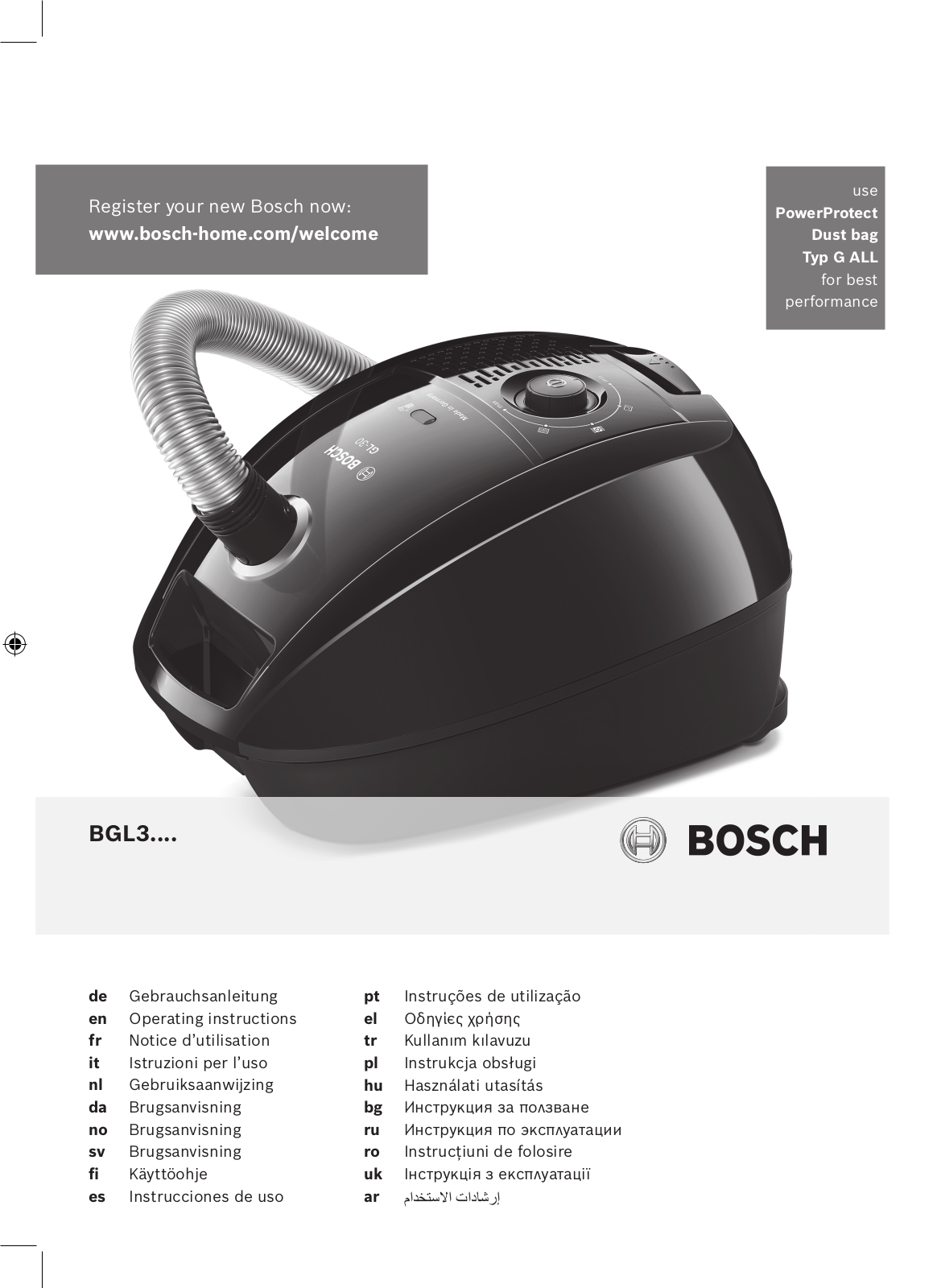 Bosch BGL3A212GB Instruction manual