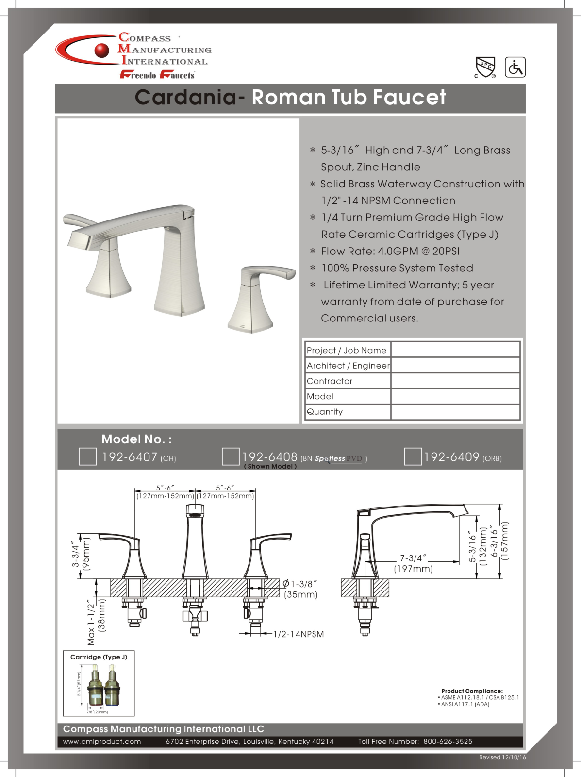 CMI QMV10032 Specifications