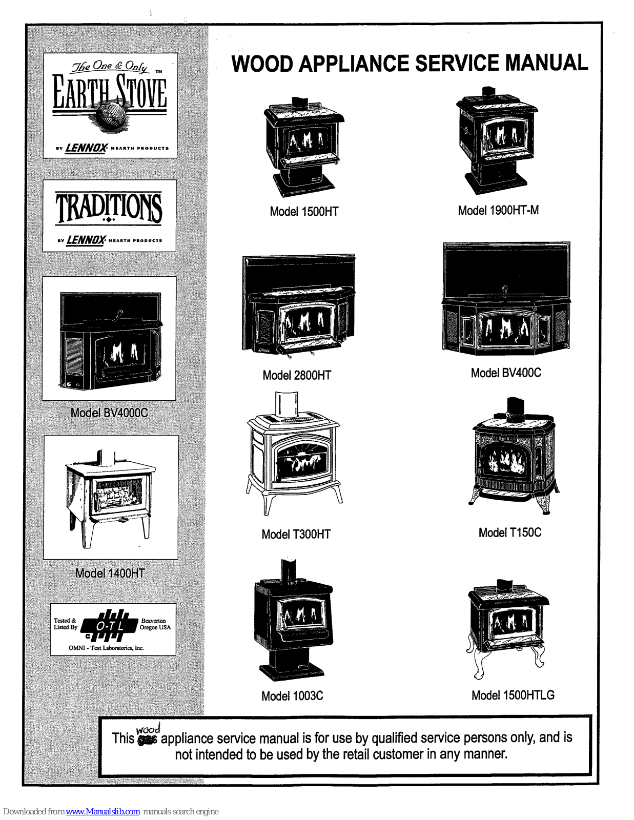 Lennox 15600HT, T300HT, 1900HT-M, T150C, 1003C Service Manual