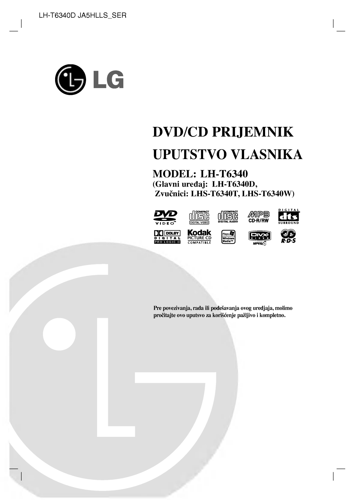 LG LH-T6340D Owner's Manual