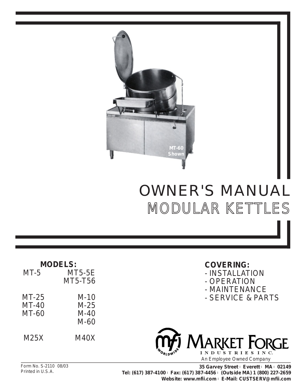 Market Forge M-25 User Manual