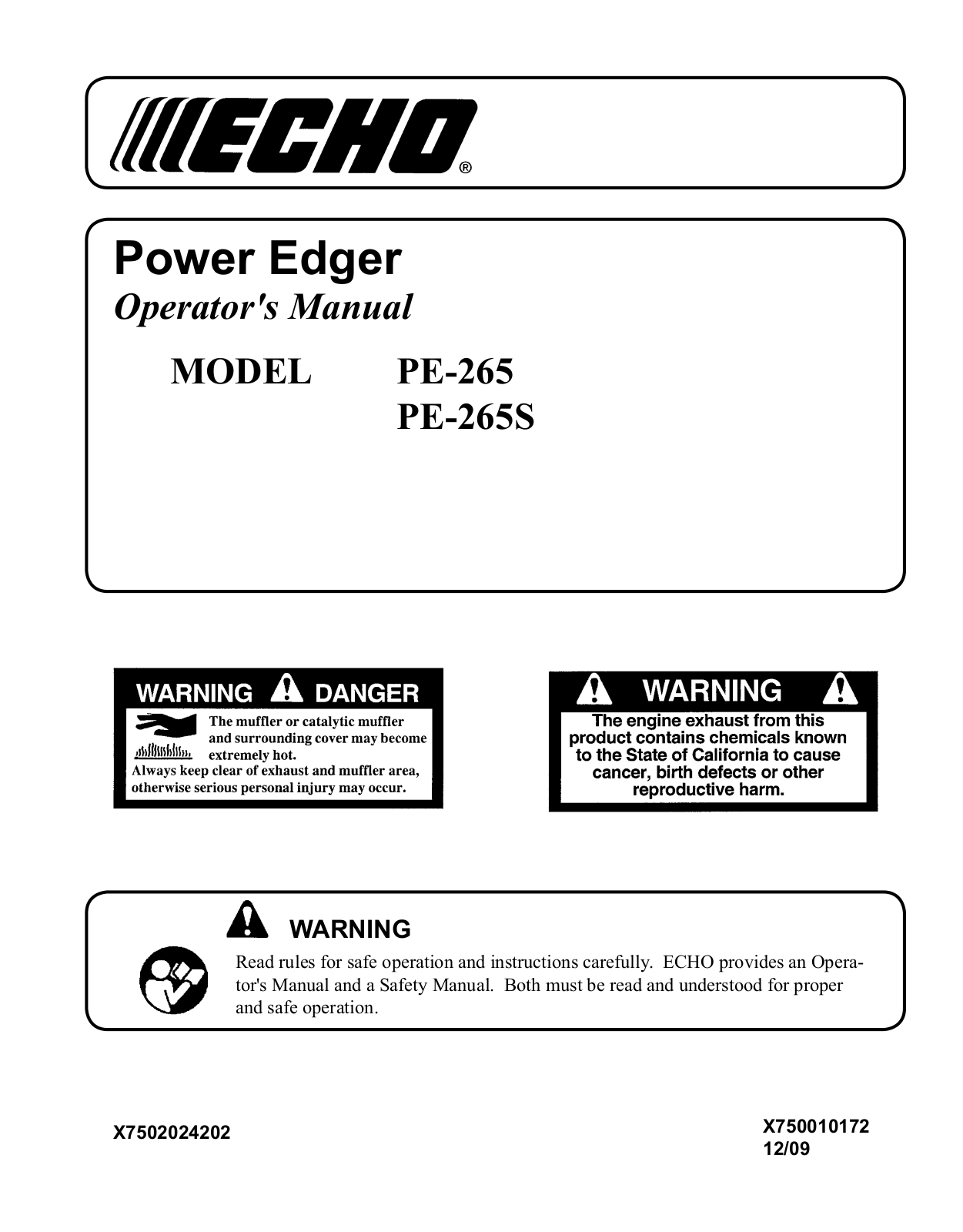 Echo PE-265S User Manual