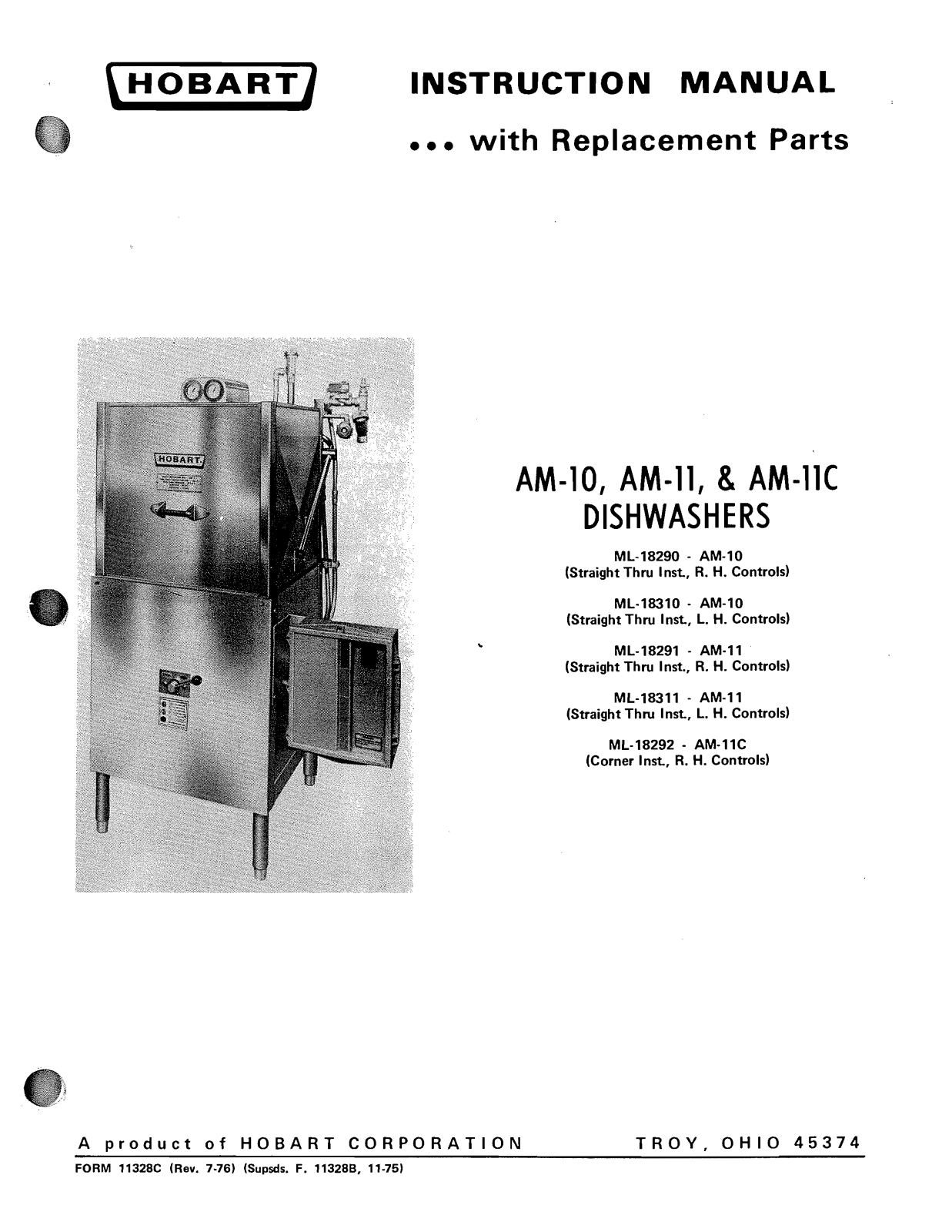 Hobart AM-10 Installation Manual